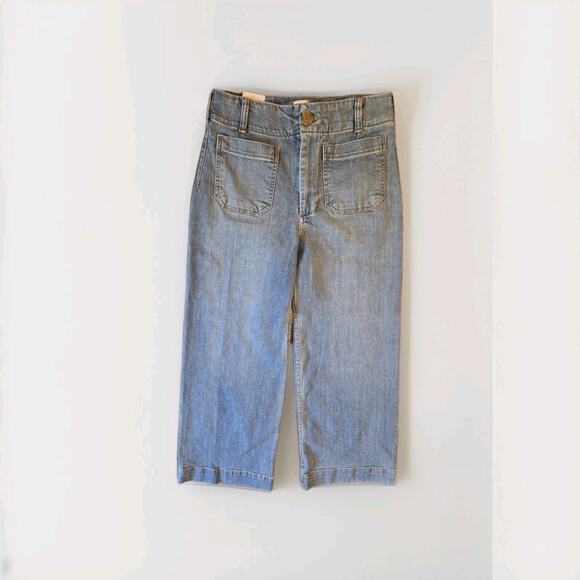 The Colette Crop High-Rise Wide-Leg Jeans by Maeve-medium denim wash- 27 - Picture 5 of 7